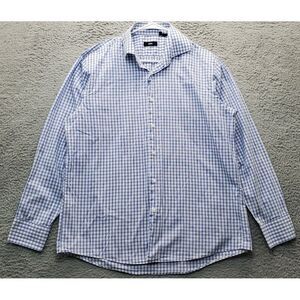 HUGO BOSS Dress Shirt Men Size 17 Multi Gingham Long Sleeve Collared Button Down